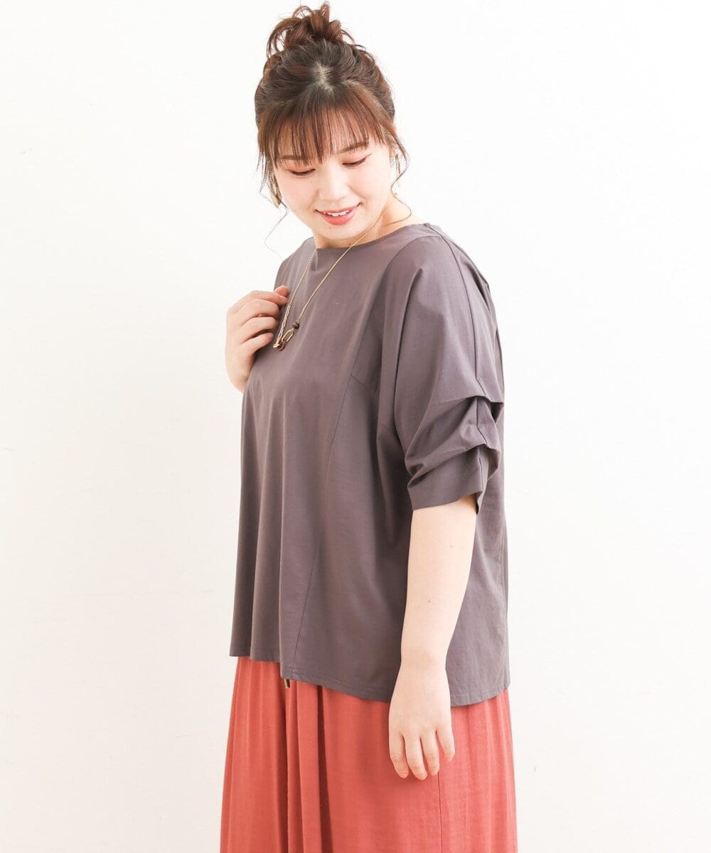 OLKFS08070 eur3(エウルキューブ) 【大きいサイズ】ホイップスリーブカットソー ダークグレー(93)