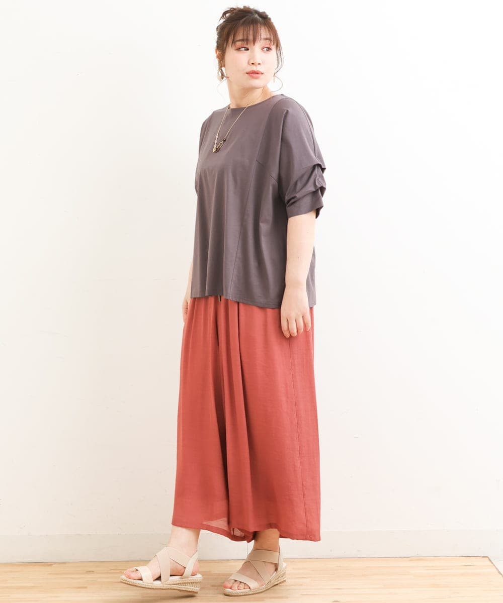 OLKFS08070 eur3(エウルキューブ) 【大きいサイズ】ホイップスリーブカットソー ダークグレー(93)