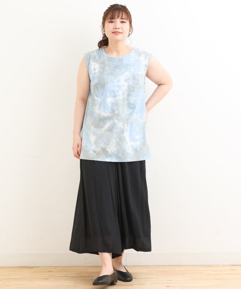 OLKFS14060 eur3(エウルキューブ) 【雑誌掲載】【大きいサイズ】タイダイロング丈タンクトップ ブルー(55)