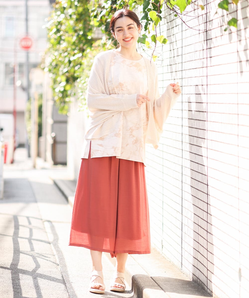 OLKFS14060 eur3(エウルキューブ) 【雑誌掲載】【大きいサイズ】タイダイロング丈タンクトップ ベージュ(82)