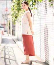 OLKFS14060 eur3(エウルキューブ) 【雑誌掲載】【大きいサイズ】タイダイロング丈タンクトップ ベージュ(82)