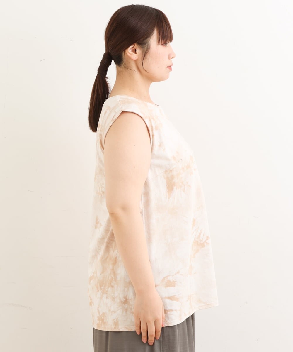 OLKFS14060 eur3(エウルキューブ) 【雑誌掲載】【大きいサイズ】タイダイロング丈タンクトップ ベージュ(82)