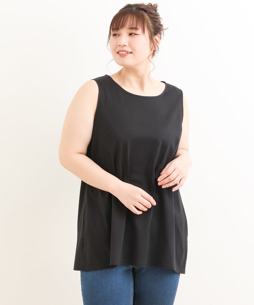 OLKFS15080 eur3(エウルキューブ) 【大きいサイズ/2点セット】シアートップス＆タンクトップセット ブラック(94)