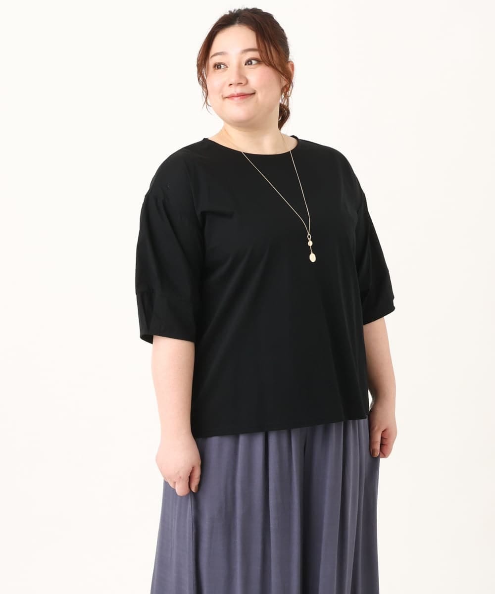 OLKFV16079 eur3(エウルキューブ) 【大きいサイズ】コクーンスリーブカットソー ブラック(94)