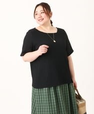 OLKFV31069 eur3(エウルキューブ) 【大きいサイズ/soso×eur3】ポコポコアシンメトリーカットソー ブラック(94)