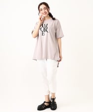 OLKFV33059 eur3(エウルキューブ) 【大きいサイズ】フロッキーロゴプリントTシャツ ベージュ(82)