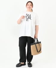 OLKFV33059 eur3(エウルキューブ) 【大きいサイズ】フロッキーロゴプリントTシャツ ホワイト(90)