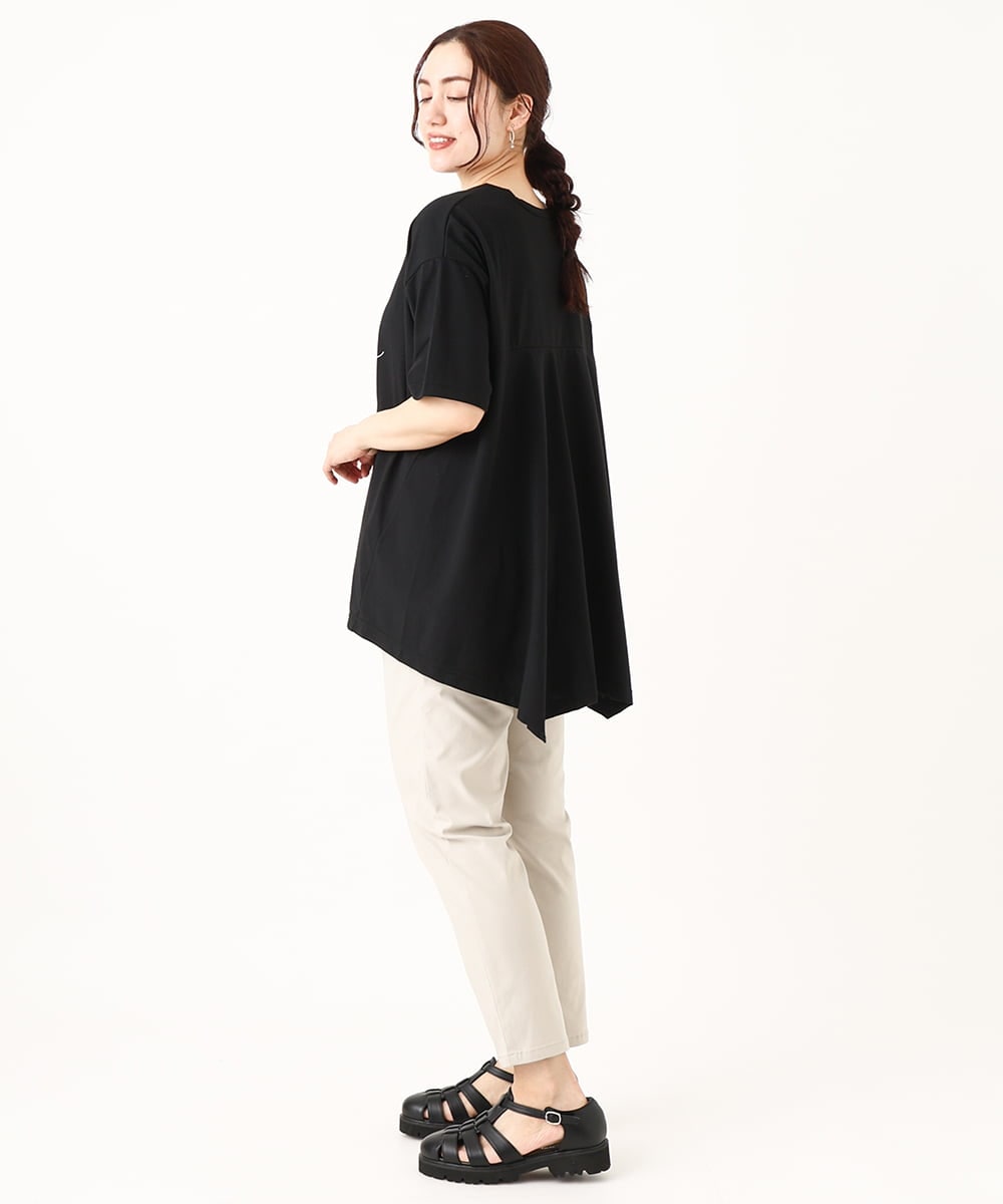 OLKFV33059 eur3(エウルキューブ) 【大きいサイズ】フロッキーロゴプリントTシャツ ブラック(94)