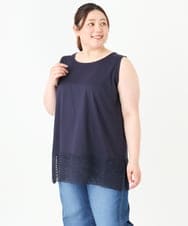 OLKFV35049 eur3(エウルキューブ) 【大きいサイズ】裾レースタンクトップ ネイビー(57)