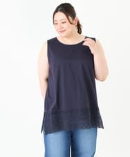 OLKFV35049 eur3(エウルキューブ) 【大きいサイズ】裾レースタンクトップ ネイビー(57)