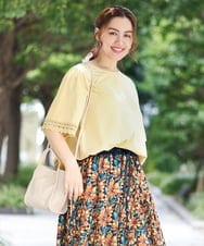 OLKGA24079 eur3(エウルキューブ) 【大きいサイズ/接触冷感】レーシースリーブカットソー ライトイエロー(20)