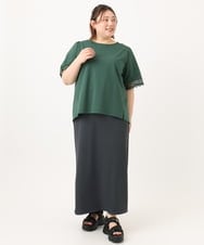 OLKGA24079 eur3(エウルキューブ) 【大きいサイズ/接触冷感】レーシースリーブカットソー グリーン(35)