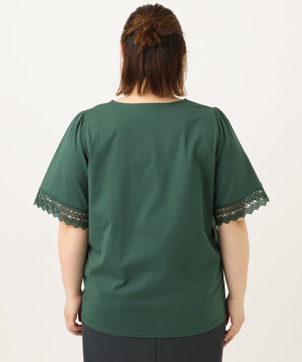 OLKGA24079 eur3(エウルキューブ) 【大きいサイズ/接触冷感】レーシースリーブカットソー グリーン(35)