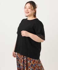 OLKGA24079 eur3(エウルキューブ) 【大きいサイズ/接触冷感】レーシースリーブカットソー ブラック(94)