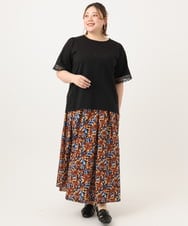 OLKGA24079 eur3(エウルキューブ) 【大きいサイズ/接触冷感】レーシースリーブカットソー ブラック(94)