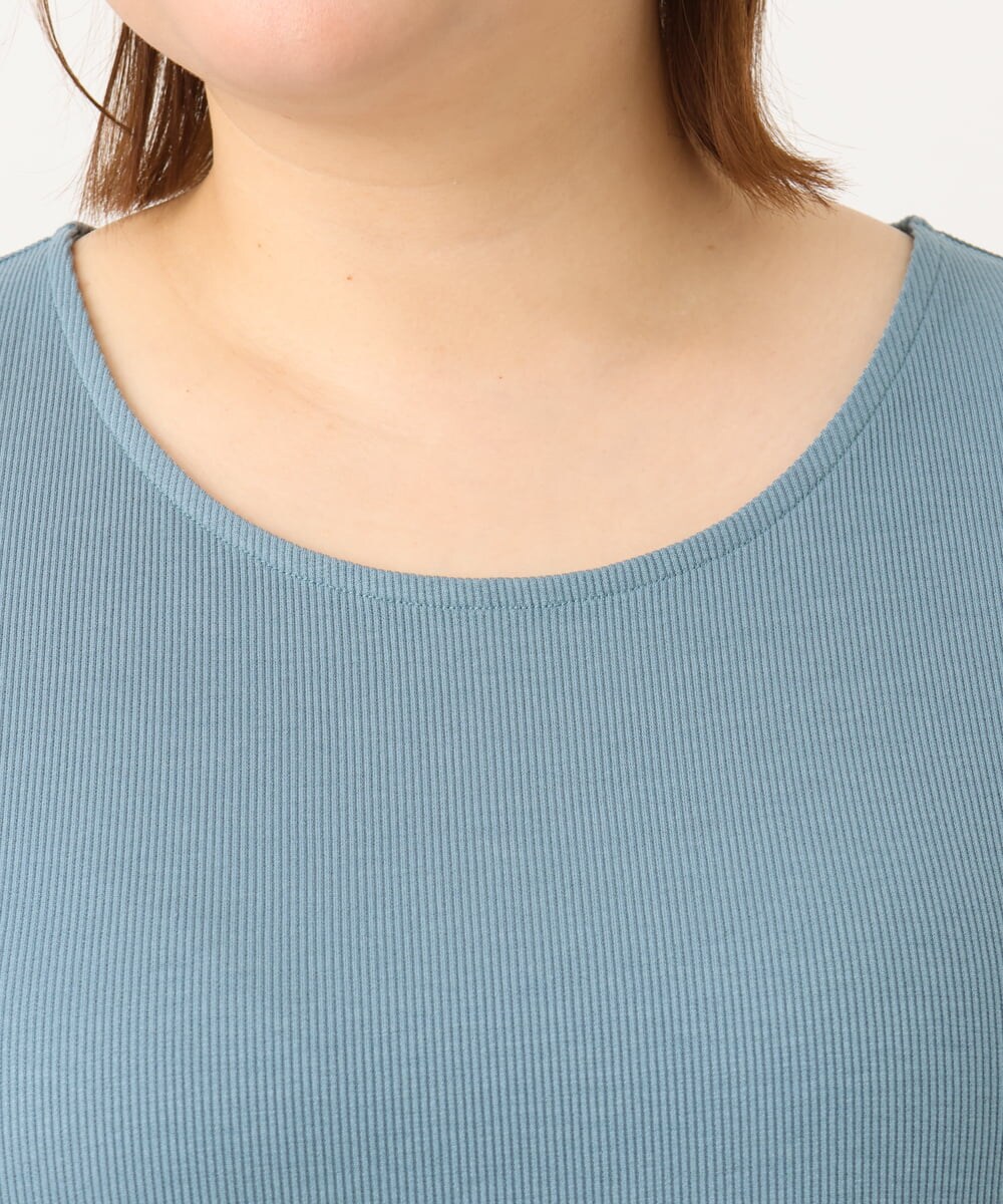 OLKGA28044 eur3(エウルキューブ) 【大きいサイズ/接触冷感】ラウンドネックテレコタンクトップ ブルー(55)