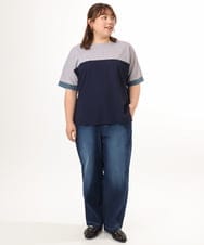 OLKGD29069 eur3(エウルキューブ) 【大きいサイズ/接触冷感】カラーブロッキングトップス ネイビー