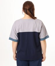 OLKGD29069 eur3(エウルキューブ) 【大きいサイズ/接触冷感】カラーブロッキングトップス ネイビー