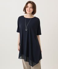 OLKGD30099 eur3(エウルキューブ) 【大きいサイズ/ 接触冷感】シアーヘムイレヘムトップス ネイビー