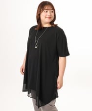 OLKGD30099 eur3(エウルキューブ) 【大きいサイズ/ 接触冷感】シアーヘムイレヘムトップス ブラック