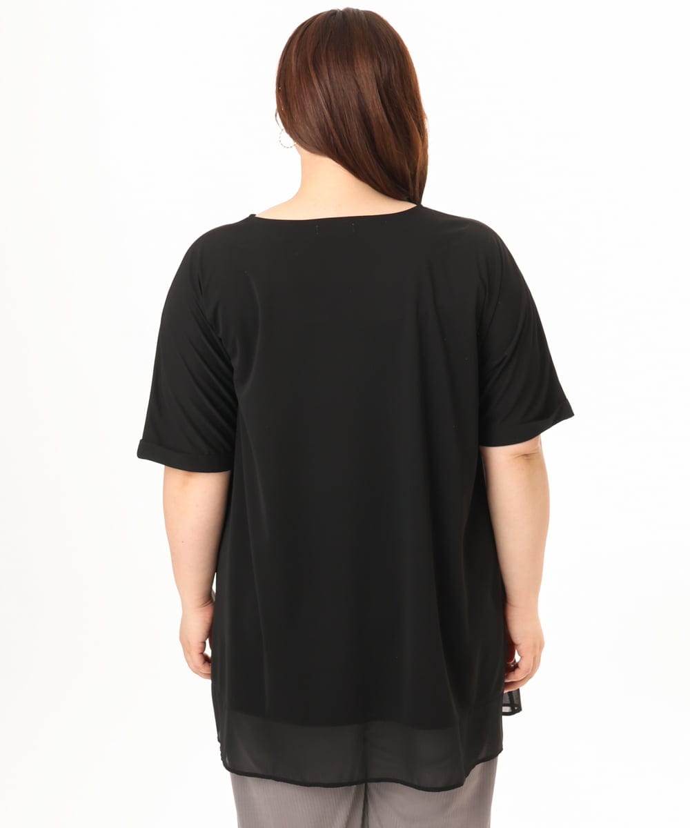 OLKGD30099 eur3(エウルキューブ) 【大きいサイズ/ 接触冷感】シアーヘムイレヘムトップス ブラック