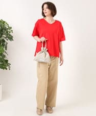 OLKGD33059 eur3(エウルキューブ) 【大きいサイズ】Vネック袖シア―トップス レッド