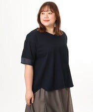 OLKGD33059 eur3(エウルキューブ) 【大きいサイズ】Vネック袖シア―トップス ネイビー