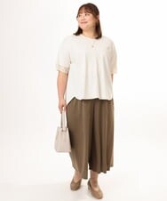 OLKGD33059 eur3(エウルキューブ) 【大きいサイズ】Vネック袖シア―トップス アイボリー