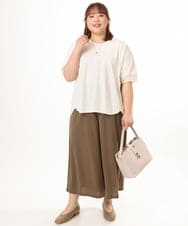OLKGD33059 eur3(エウルキューブ) 【大きいサイズ】Vネック袖シア―トップス アイボリー