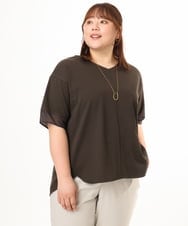 OLKGD33059 eur3(エウルキューブ) 【大きいサイズ】Vネック袖シア―トップス ダークグレー
