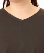 OLKGD33059 eur3(エウルキューブ) 【大きいサイズ】Vネック袖シア―トップス ダークグレー