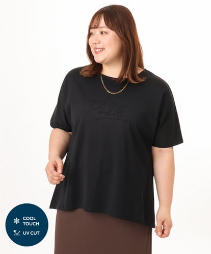 OLKGD34054  【大きいサイズ/UVカット/接触冷感】コットンエンボスロゴＴシャツ