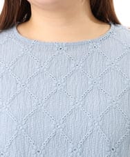 OLKGD37069 eur3(エウルキューブ) 【大きいサイズ】アイレットレースフレアスリーブトップス ライトブルー