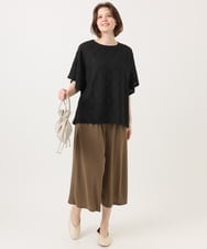 OLKGD37069 eur3(エウルキューブ) 【大きいサイズ】アイレットレースフレアスリーブトップス ブラック