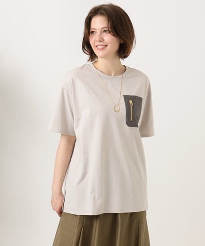OLKGD39099  【大きいサイズ】ジップポケットコットンTシャツ