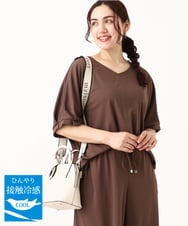 OLKGV24069 eur3(エウルキューブ) 【大きいサイズ/接触冷感/セットアップ対応】Vネックジャージートップス モカ(84)