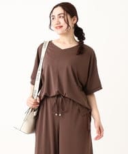 OLKGV24069 eur3(エウルキューブ) 【大きいサイズ/接触冷感/セットアップ対応】Vネックジャージートップス モカ(84)