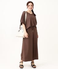 OLKGV24069 eur3(エウルキューブ) 【大きいサイズ/接触冷感/セットアップ対応】Vネックジャージートップス モカ(84)