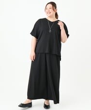 OLKGV24069 eur3(エウルキューブ) 【大きいサイズ/接触冷感/セットアップ対応】Vネックジャージートップス ブラック(94)