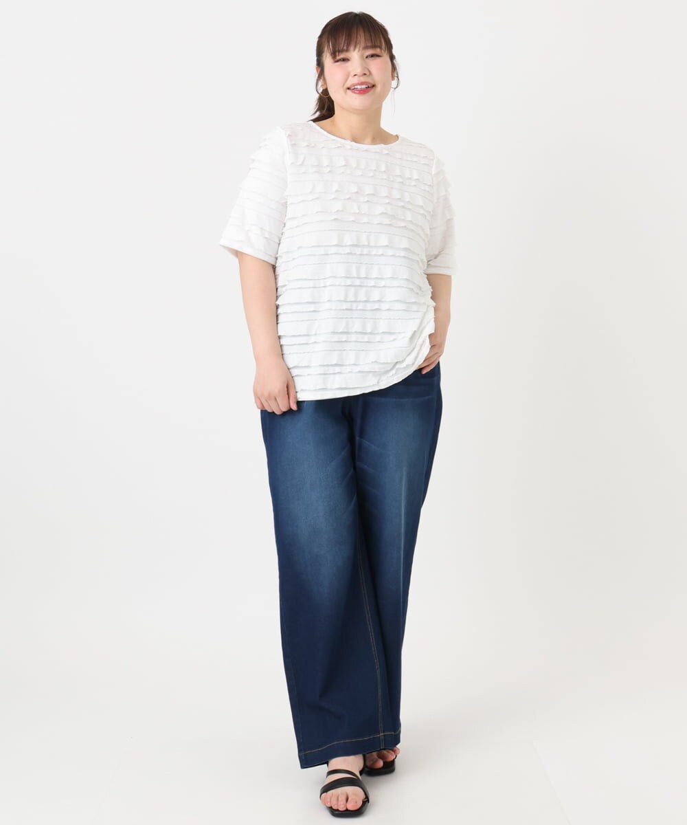 OLKHA26079 eur3(エウルキューブ) 【大きいサイズ】カットフリルトップス ホワイト(90)