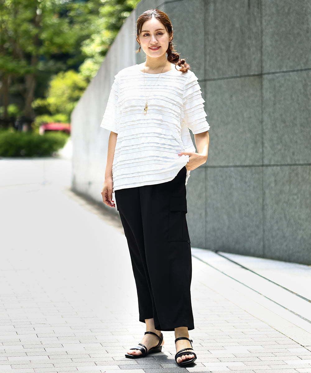 OLKHA26079 eur3(エウルキューブ) 【大きいサイズ】カットフリルトップス ホワイト(90)