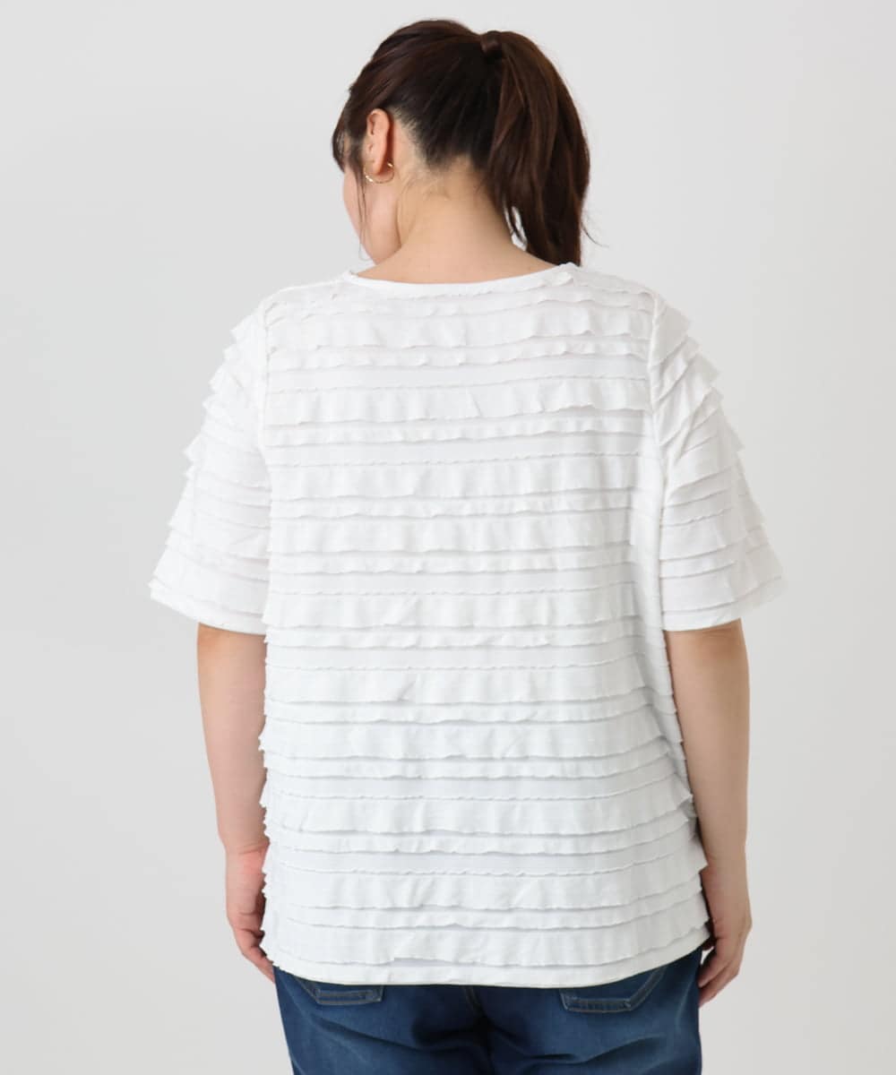 OLKHA26079 eur3(エウルキューブ) 【大きいサイズ】カットフリルトップス ホワイト(90)