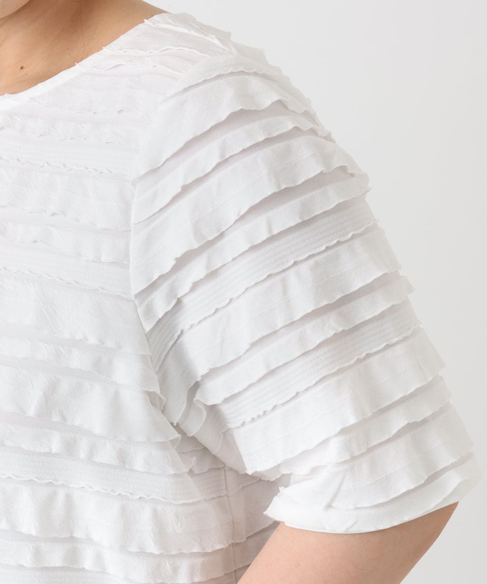 OLKHA26079 eur3(エウルキューブ) 【大きいサイズ】カットフリルトップス ホワイト(90)