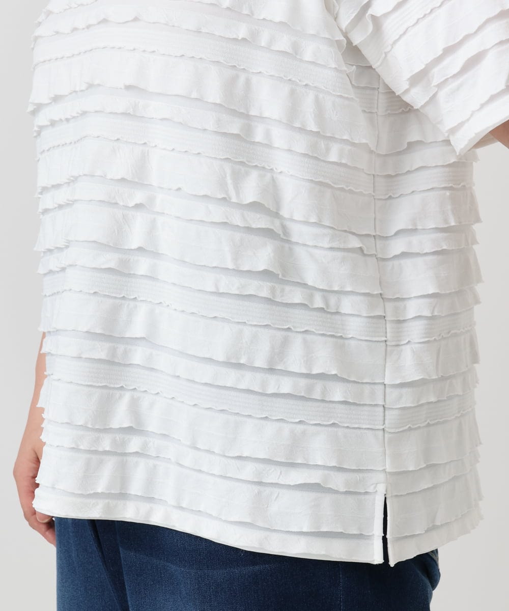 OLKHA26079 eur3(エウルキューブ) 【大きいサイズ】カットフリルトップス ホワイト(90)