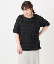OLKHA26079 eur3(エウルキューブ) 【大きいサイズ】カットフリルトップス ブラック(94)
