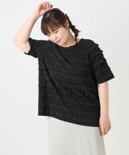 OLKHA26079 eur3(エウルキューブ) 【大きいサイズ】カットフリルトップス ブラック(94)
