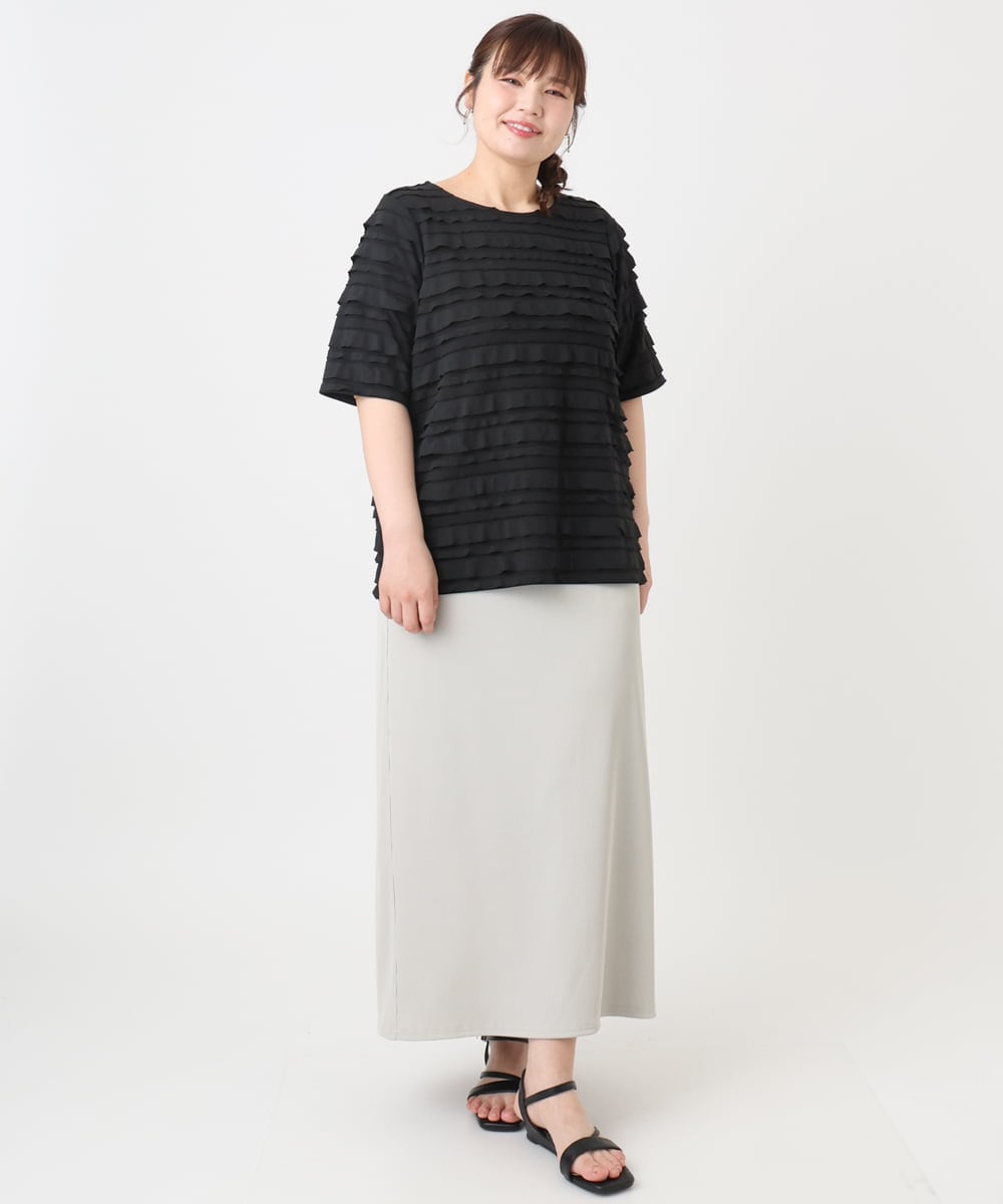 OLKHA26079 eur3(エウルキューブ) 【大きいサイズ】カットフリルトップス ブラック(94)