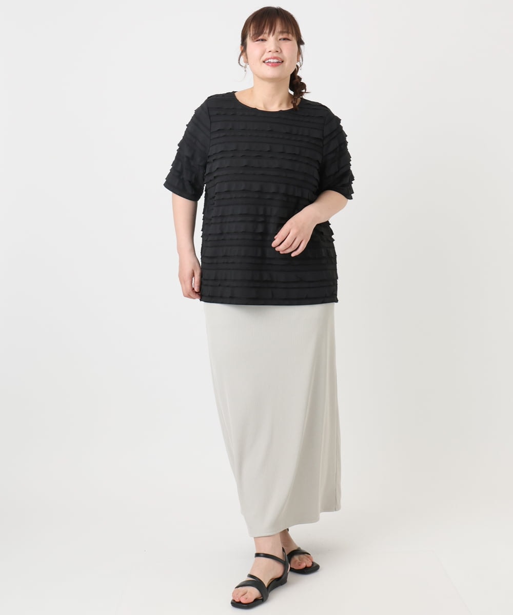 OLKHA26079 eur3(エウルキューブ) 【大きいサイズ】カットフリルトップス ブラック(94)