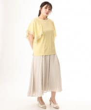 OLKHD31069 eur3(エウルキューブ) 【大きいサイズ/a.v.v×eur3】接触冷感ハンカチーフスリーブカットソー ライトイエロー