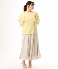 OLKHD31069 eur3(エウルキューブ) 【大きいサイズ/a.v.v×eur3】接触冷感ハンカチーフスリーブカットソー ライトイエロー
